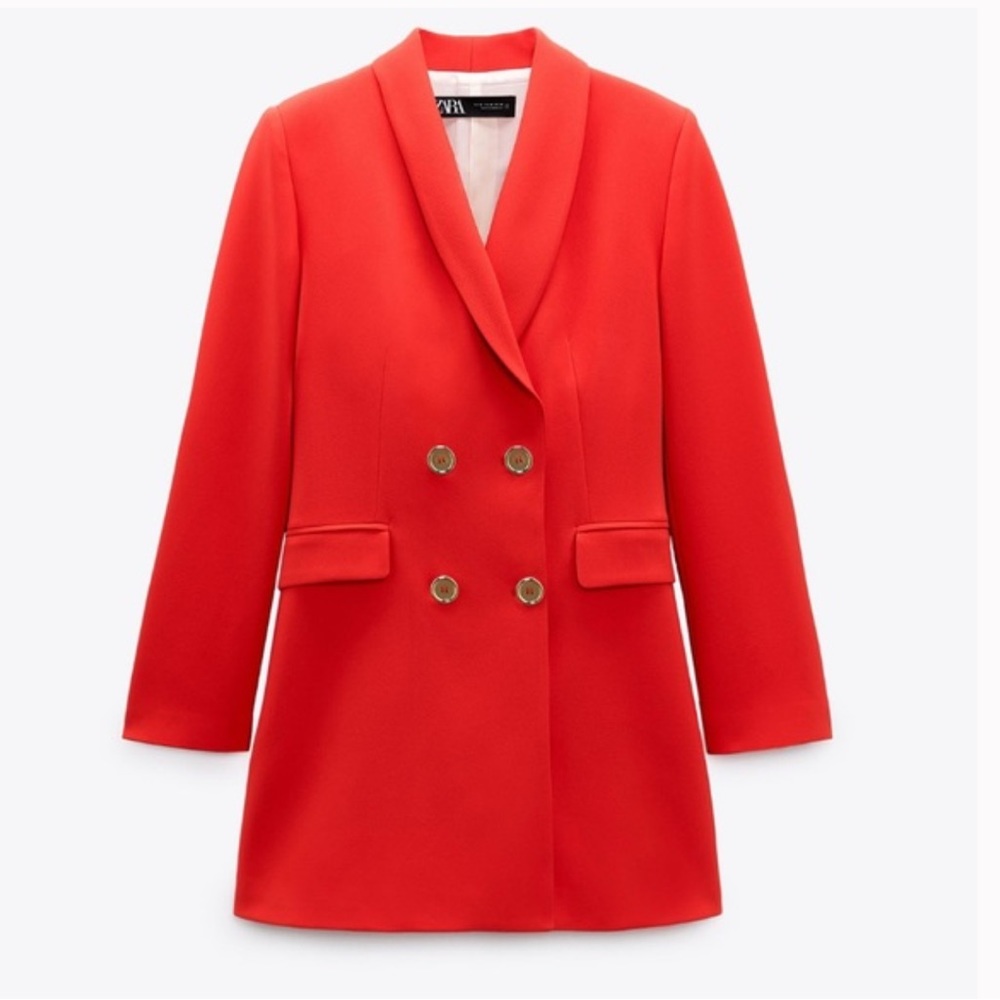 Zara Double Breasted Long Blazer Red Bloggers Favorite - Picture 11 of 15